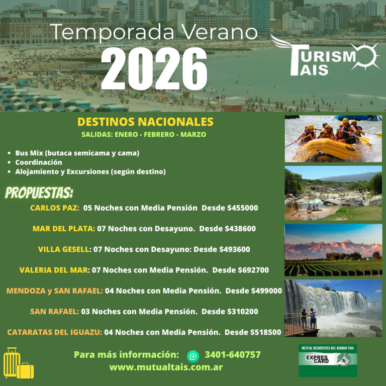 Destinos Nacionales – Verano 2026!!!